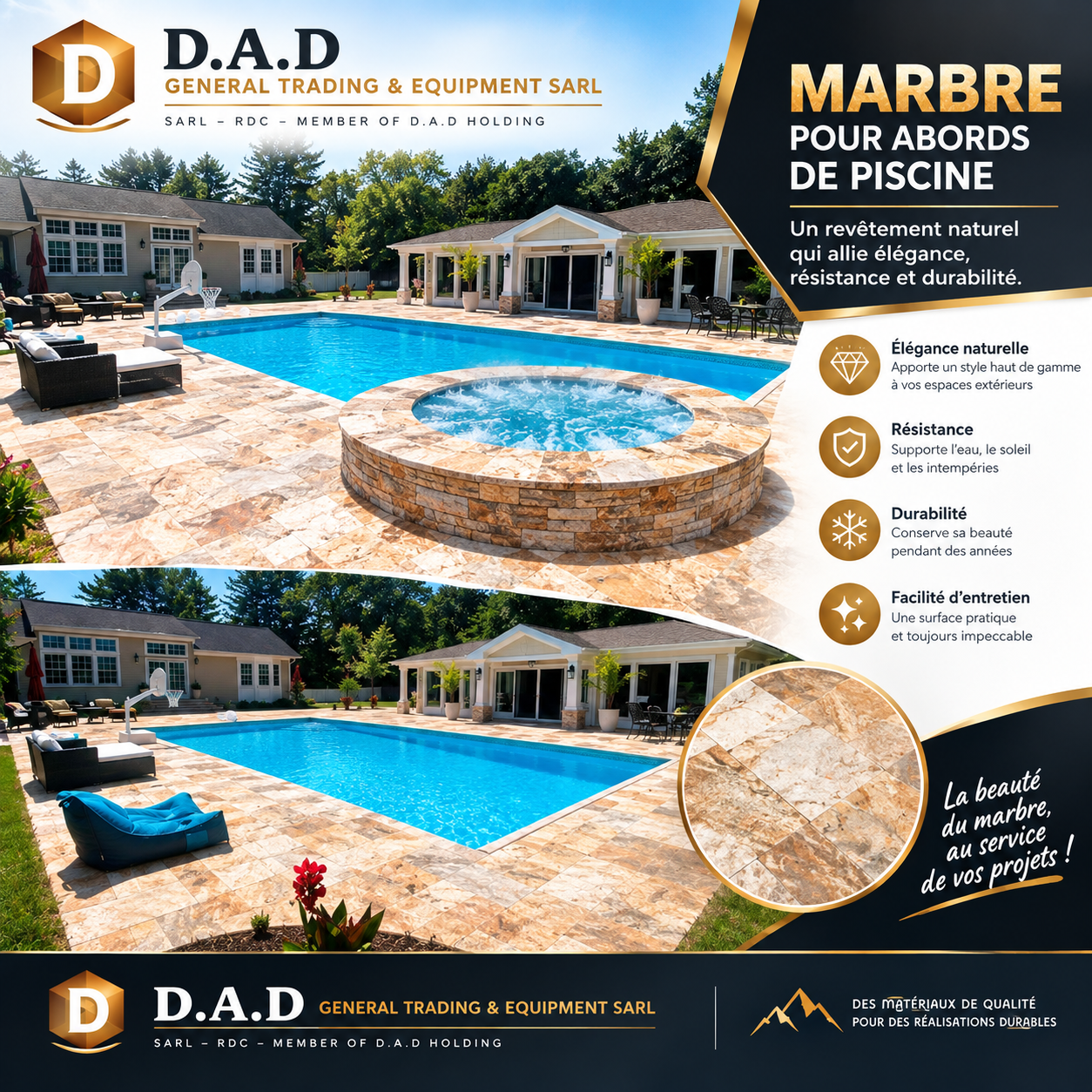 Marbre pour abords de piscine